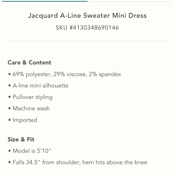 Anthropologie Jacquard A-Line Knitted Mini Dress Size L. - Picture 5 of 7